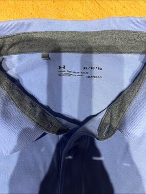 Under Armour Men’s Light Blue Polo with Gray Contrast Collar